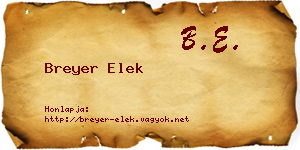 Breyer Elek névjegykártya